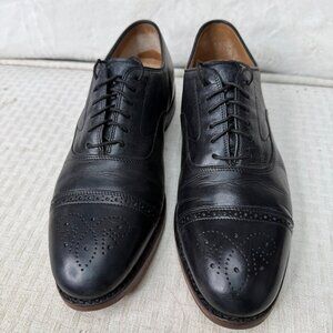 Johnston & Murphy Shoes Men's Size 10D Black Cap Toe Oxford Brogue Leather Dress